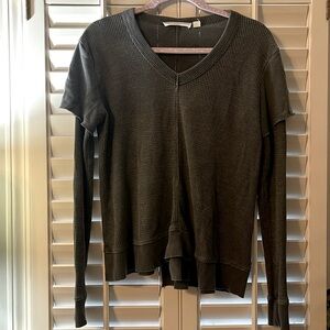 Wilt asymmetrical hem, faux layered long sleeve top XS